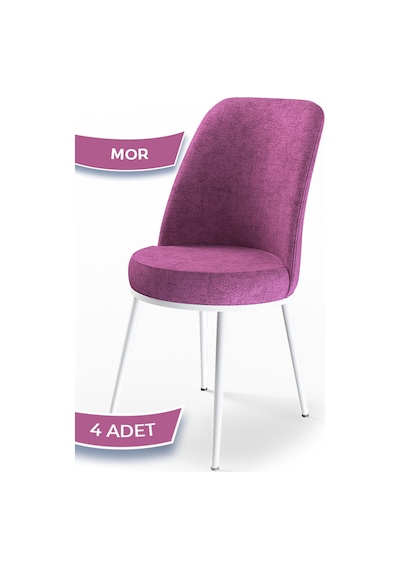 Canisa Concept Dexa Serisi Mor Renk 4 Adet Sandalye, Renk Mor, Ayaklar Beyaz Mor