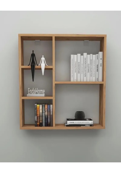 Reyo Enda Home Myra 5 Gözlü Çok Amaçlı Modern Duvar Rafı Atlantik Çam Atlantik Çam