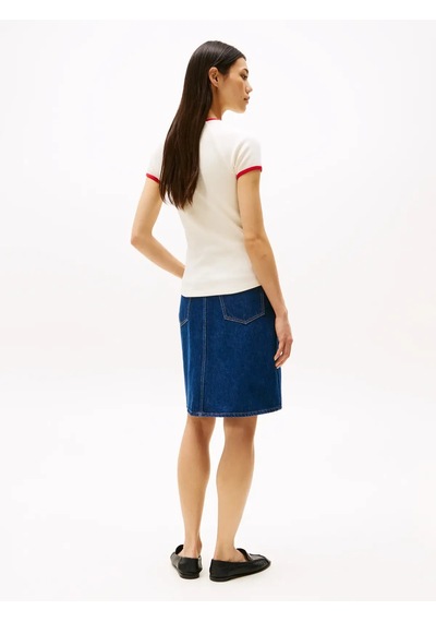 Tommy Hilfiger Contrast Rınger Tee Kadın Beyaz T-shirt