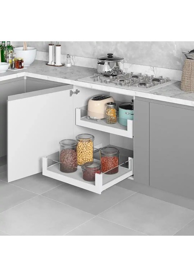 Starax Premium Bağımsız Çift Açılım Gizli Raylı Çekmece Frenli Modül 60cm Beyaz S-2336-p-w