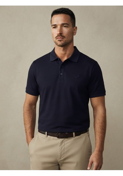 Maccali Erkek Lacivert Amblemli Basic Polo Yaka Tişört