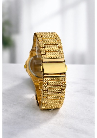 Lüks Metal Full Taşlı Kordon Takvimli Unisex Kol Saati Gold-altın - 650058546 Gümüş