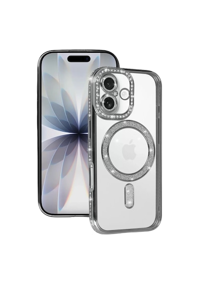 Newface Apple İphone 17 Joke Simli Magneticsafe Kılıf - Gümüş