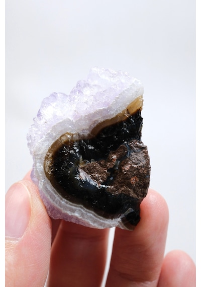 Ametist Agat Serbest Form, Lavanta Drus Kristal Taç, Jet Siyah & Beyaz Kale Bandı, 20g