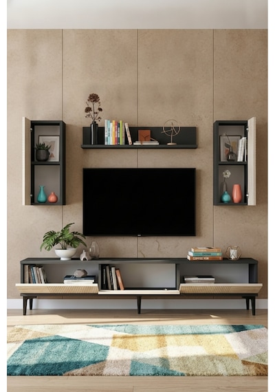 Tvr1819at Corsa Tv Ünitesi Takımı Antrasit-traverten 180cm Antrasit - Traverten