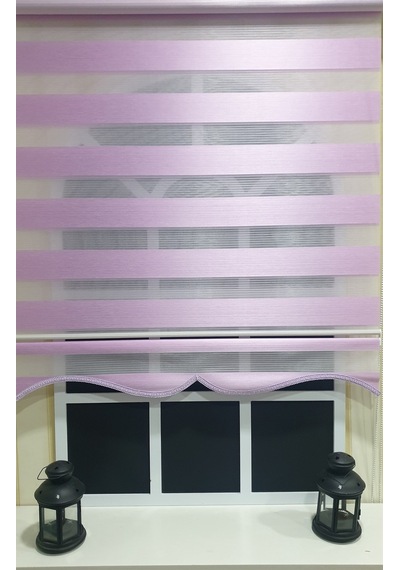 Zebra Stor Perde Organze Lila Etek Dilimli Stb903