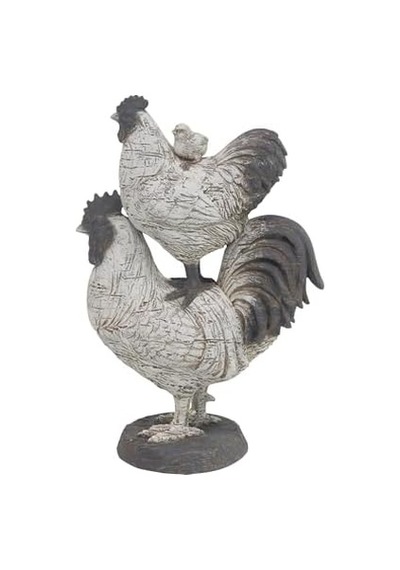 Deco 79 Çiftlik Evi Polystone Horoz Heykel, 8" X 5" X 12", Beyaz