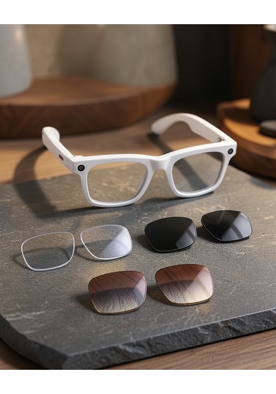 Akıllı Gözlük Dahili Kamera Bluetooth Müzik Ses Kontrollü Değiştirilebilir Lens