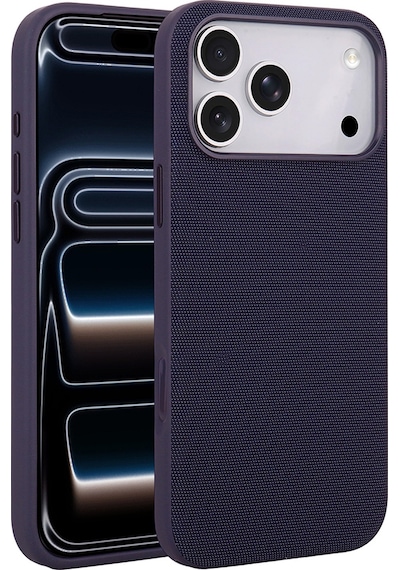 Maks Technology Apple Uyumlu iPhone 17 Pro Max Kılıf M-safe Şarj Özellikli Kumaş Tasarımlı Mkst Miami Sert Pc Kapak - Derin Mor