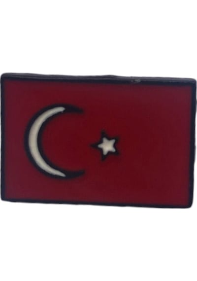 Herşey Nota Türk Bayrağı Yaka İğnesi Rozet Kırmızı - Beyaz