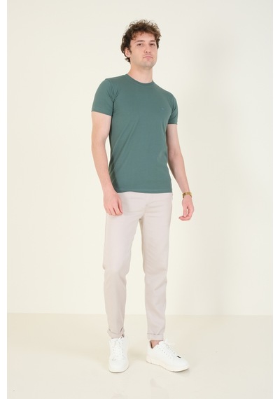 Giyim Dünyası Erkek Sıfır Yaka Basic T-shirt Yeşil 001
