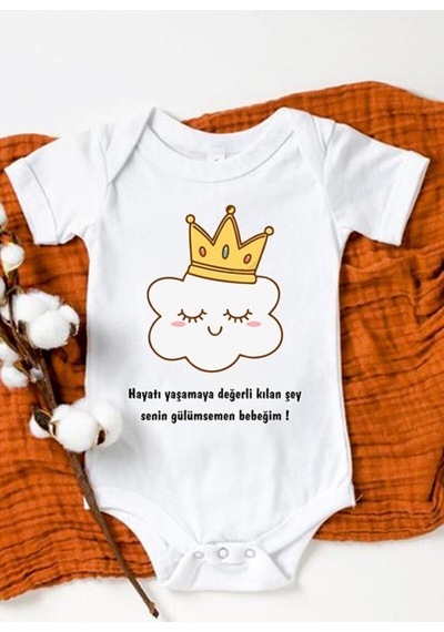 Babylimon Hayatı Değerli Kılan Şey Senin Gülümsemen Baskılı Bebek Body Zıbın Beyaz - 132151555 Beyaz