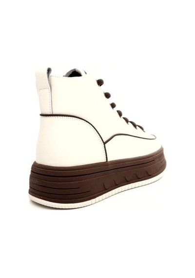 Guja 25k335 Kadın Hakiki Deri Parçalı Kısa Boyunlu Sneaker Bot Bej