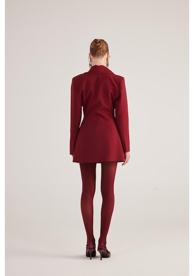Holly Lolly Belden Oturmalı Fit Kesim Deja Blazer Ceket Bordo