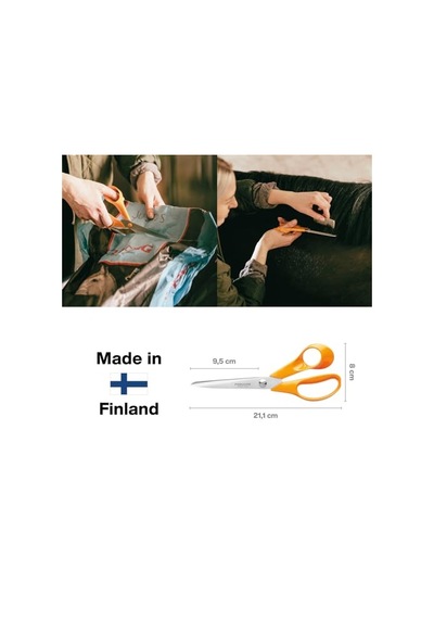 Fiskars Üniversal Makas, Sağ Elini Kullananlar İçin, Toplam Uzunluk: 21 Cm, Kaliteli Çelik/plastik, Klasik, 1000815