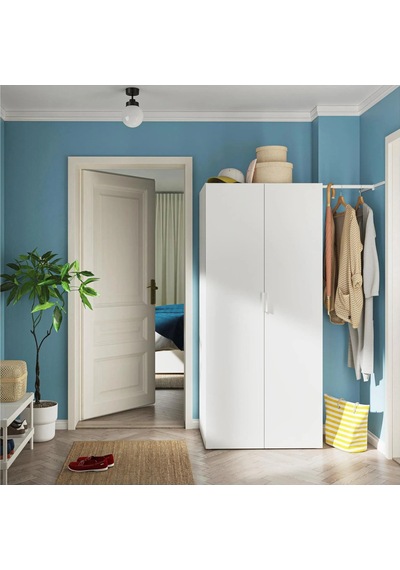 Ikea Beyaz Sağlam Kapaklı Gardırop 127x57x181 Cm
