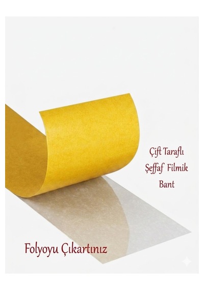 Çift Taraflı Film Şeffaf Bant Montaj Bandı 2.5 Cm 50 Mt Çok Amaçlı 1 Adet