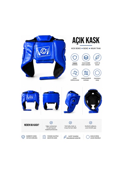 Boks-kick Boks-muay Thai Mavi Açık Kask Çok Renkli