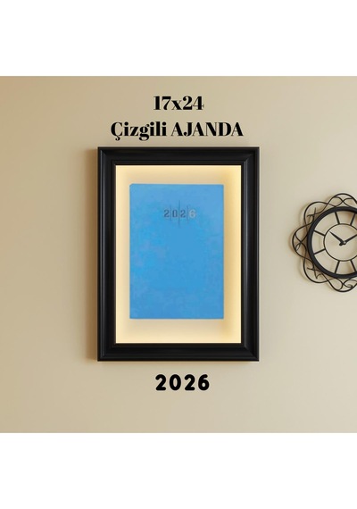 2026 Ajanda 17x24 Çizgili Açık Mavi Mavi