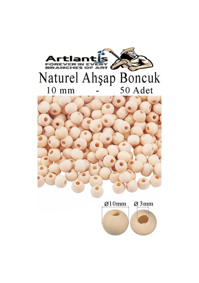 Naturel Ahşap Boncuk 10mm 50 Li 1 Paket Ham Boyanabilir Ahşap Yuvarlak Doğal Boncuklar Takı Tasarım Ektinlik Kreş Okul