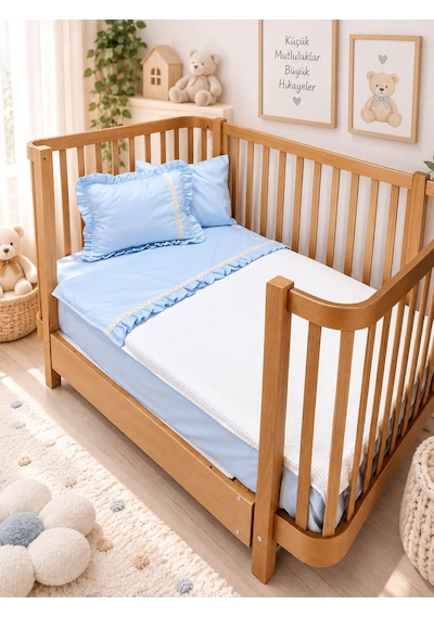 Sallhome Baby Textile Mavi Düşler Bebek Pike Takımı 4 Parça 90x120