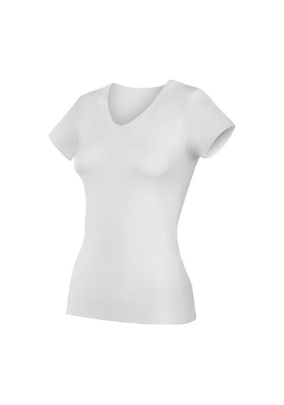 3 Adet Yıldız Bayan Likralı V Yaka Kısa Kollu T-shirt Fanila 2370 Beyaz