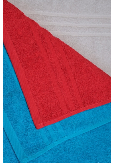 %100 Organik Pamuk Milano Premium Antbakteriyel 50x100 Cm 3'lü El Ve Yüz Havlu Seti Turkuaz-kırmızı-krem