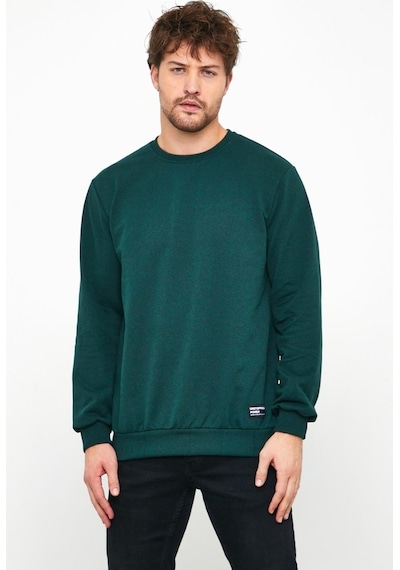MMetalic Erkek Koyu Yeşil Basic Bisiklet Yaka Sweatshirt