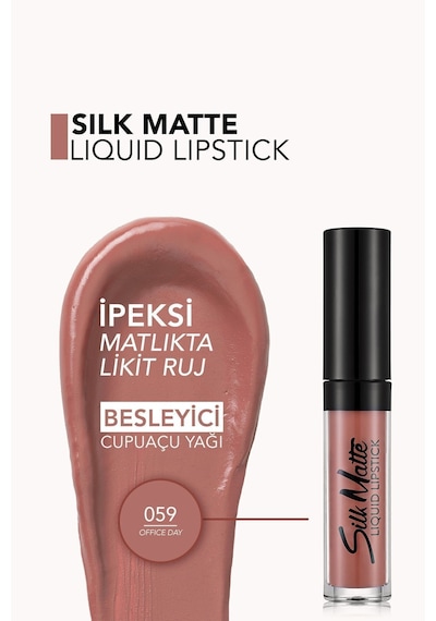 Flormar Silk Matte Yüksek Pigmentli & Mat Bitişli Nemlendirici Likit Ruj 059 Office Day