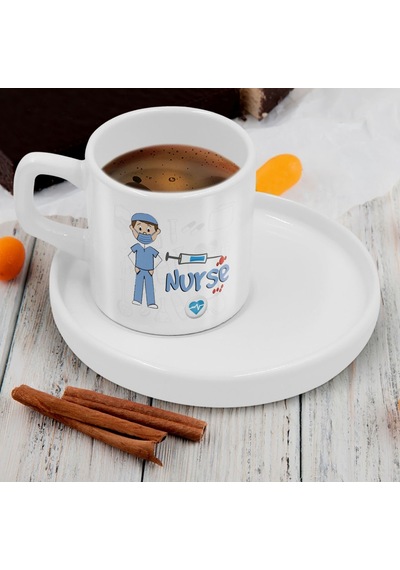 Bk Gift Kişiye Özel Sunum Tabaklı Hemşire Tasarımlı Kahve Fincanı-2, Sevgiliye Hediye, Arkadaşa Hediye, Hemşire Hediye Kobitmeyen137794 Bk Gift