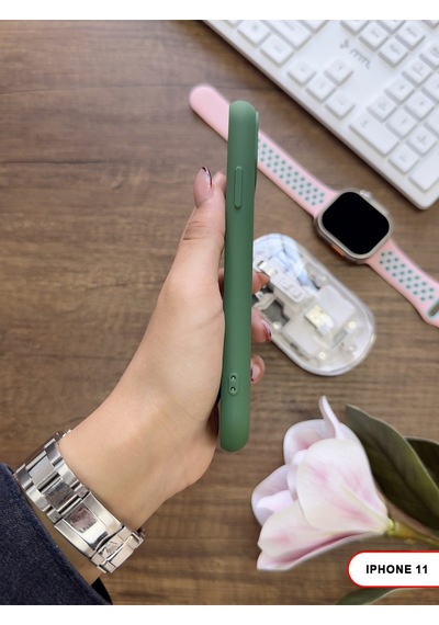 Apple iPhone 11 Uyumlu Kamera Korumalı Darbeye Dayanıklı Renk Atmayan Keep Silikon Kılıf Haki