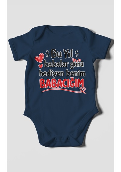 Morivokids Babaya Özel Kısa Kollu Bebek Body %100 Pamuk Zbn297-kk Lacivert