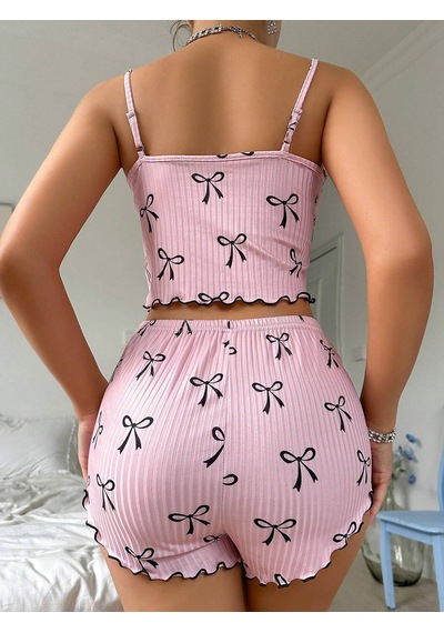 Melonika Pembe Fiyonklu Askılı Şortlu Kadın Pijama Takımı, Yumuşak Kumaş, Şık Detaylar,yazlık Kadın Pijama Çok Renkli