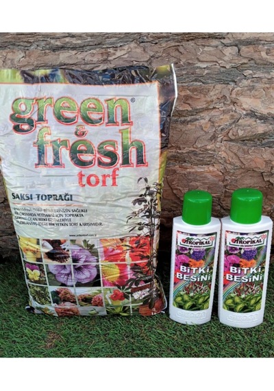 Tr Bitki Besini 225 Ml 2 Adet + 3 Lt Yerli Torf Seti, Tüm Bitkiler İçin Sıvı Gübre 0,250