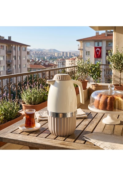 Yeni Nesil Png-7008 İçi Cam Termos 2 Litre Bej Renk