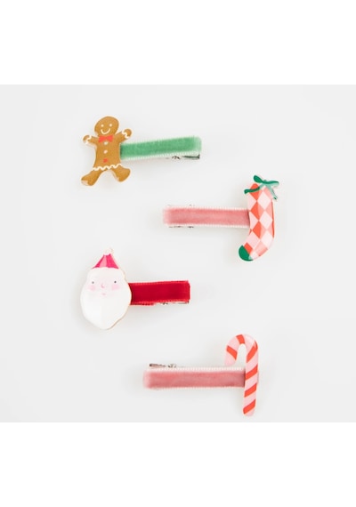 Meri Meri - Jolly Christmas Saç Tokaları - 8 Adet Çok Renkli