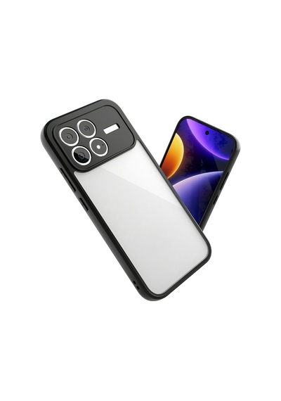 Poco F8 Pro Kılıf Kamera Korumalı Şeffaf Arka Yüzey Mkst New Roll Kapak - Siyah Siyah