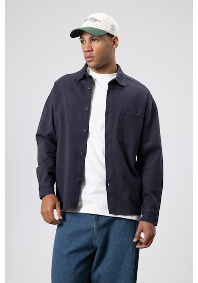 Vamos Oversize Gabardin Gömlek Ceket Füme