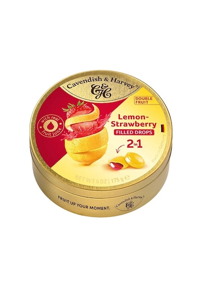 Cavendish & Harvey Double Fruit Drops Çilek Dolgulu Limon Aromalı Şeker 2 Adet