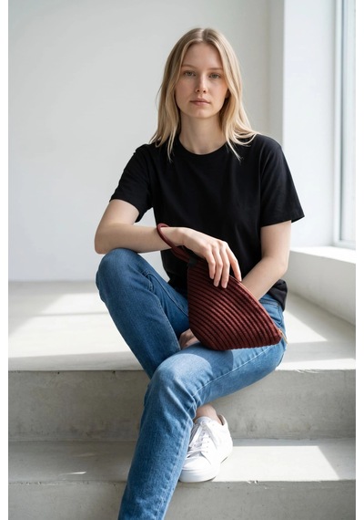 Efw Rome Handmade Hasır Clutch Çanta Bordo