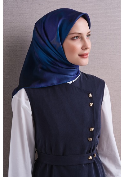 Armine Sura İpek Eşarp 2026-2027 - Sonbahar Kış-asm9606 Lacivert-Mor