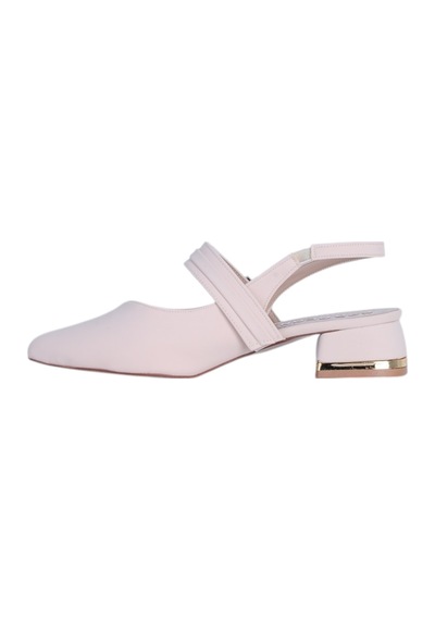 Esracan 2808 3cm Slingback Kadın Topuklu Ayakkabı Krem