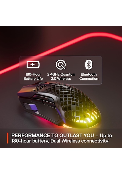 Steelseries Aerox 5 Wireless Gaming Mouse - 74 Gram, 9 Tuşlu - Bl