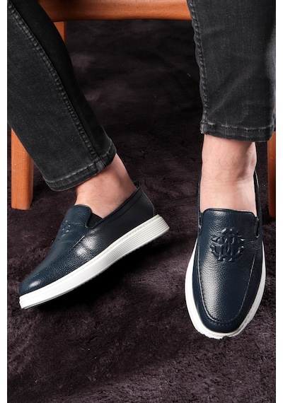 Stamped Hakiki Deri Erkek Günlük Ayakkabı, Loafer Ayakkabı, Hafif Ayakkabı, Yazlık Ayakkabı