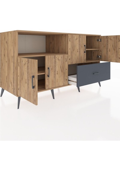Kronos Konsol 4 Raflı Tek Çekmeceli 4 Kapaklı 176x59x99 Çam-çam/a Çam-çam/antrasit Kronos Konsol 4 Raflı Tek Çekmeceli 4 Kapaklı 176x59x99 Çam-çam/a Çam-çam/antrasit