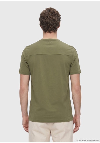 Ramsey Haki Düz Bisiklet Yaka T-shirt Haki