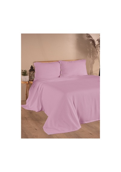 Tek Kişilik Saç Örgü Pike Seti Yatak Örtüsü Takımı 1 Adet Yastık Kılıfı 160 X 220 Cm Pembe