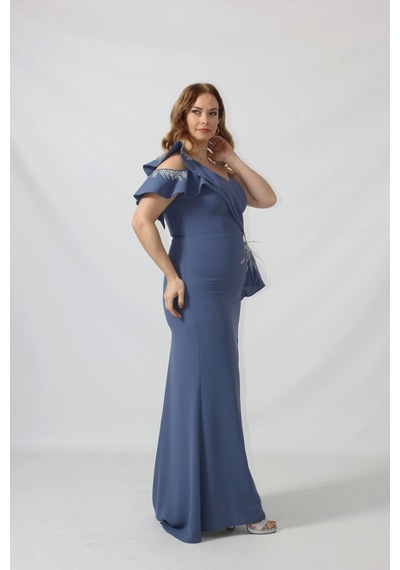 Moda Berray 21927 İndigo Omuzu İki Katlı Beli Taş İşlemeli Kadın Büyük Beden Abiye Elbise İndigo Moda Berray 21927 İndigo Omuzu İki Katlı Beli Taş İşlemeli Kadın Büyük Beden Abiye Elbise İndigo