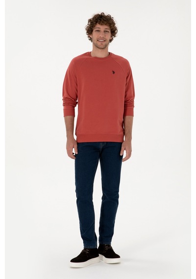 U.S. Polo Assn. Erkek Regular Fit Bisiklet Yaka Gül Kurusu İnce Basic Sweatshirt 50313752-VR026