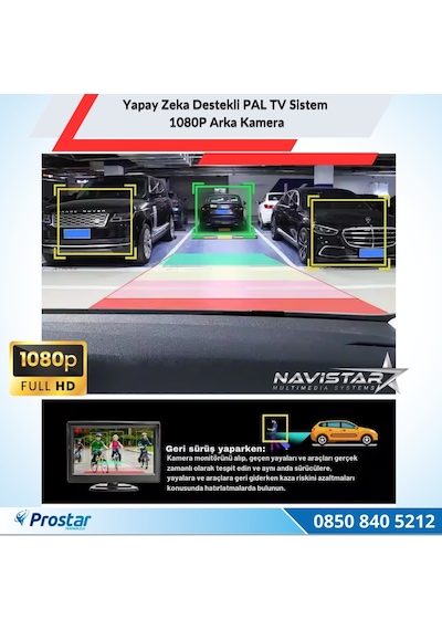 Yapay Zeka Özellikli Arka Görüş Kamerası Ahd 1080p Pal Sesli İkazlı Dc 12v
